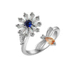 Wholesale Women's S925 Sterling Silver Geometric Rotating Open Ring With Electroplating