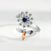 Wholesale Women's S925 Sterling Silver Geometric Rotating Open Ring With Electroplating