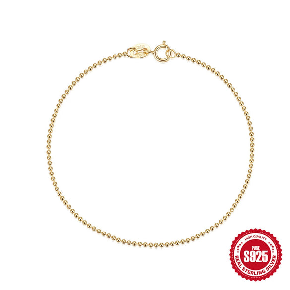 Wholesale Women's S925 Sterling Silver Geometric Round Beads Chain Bracelet With Electroplating