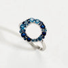 Wholesale Women's S925 Sterling Silver Geometric Round Blue Gradient Ring Electroplated
