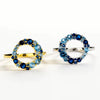 Wholesale Women's S925 Sterling Silver Geometric Round Blue Gradient Ring Electroplated