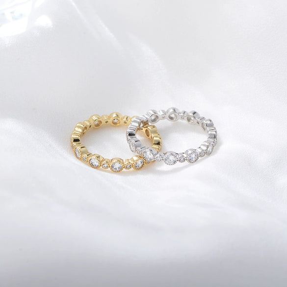 Wholesale Women's S925 Sterling Silver Geometric Round Zircon Diamond Ring Jewelry