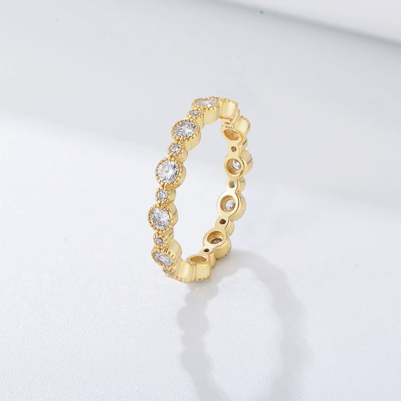 Wholesale Women's S925 Sterling Silver Geometric Round Zircon Diamond Ring Jewelry