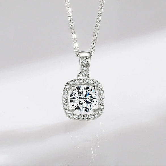 Wholesale Women's S925 Sterling Silver Geometric Round Zircon Inlaid Clavicle Necklace With Cross Chain