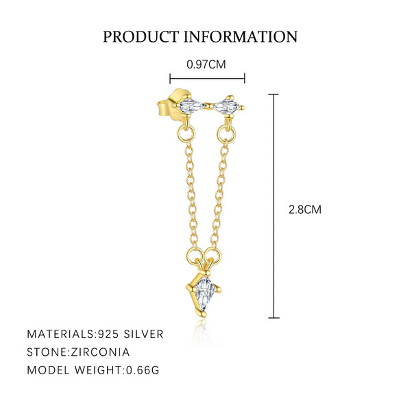 Wholesale Women's S925 Sterling Silver Geometric Round Zircon Tassel Earrings