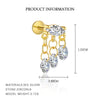 Wholesale Women's S925 Sterling Silver Geometric Round Zircon Tassel Earrings