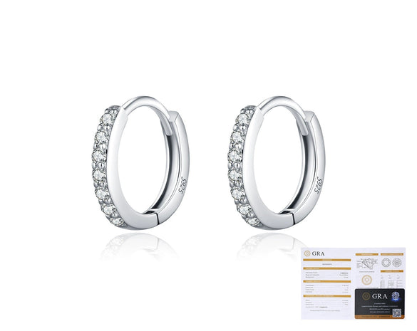 Wholesale Women's S925 Sterling Silver Geometric Shining Rowing Diamond Ear Ring With High End Sense For Autumn And Winter