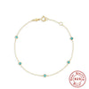 Wholesale Women's S925 Sterling Silver Geometric Simple Stacked Bracelet With Turquoise Electroplated
