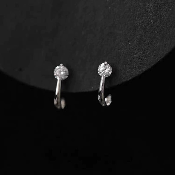 Wholesale Women's S925 Sterling Silver Geometric Single Diamond Goldplated Earrings