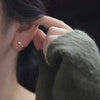 Wholesale Women's S925 Sterling Silver Geometric Single Diamond Goldplated Earrings