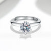 Wholesale Women's S925 Sterling Silver Geometric Single Diamond Ring With Electroplating And Six Claw Setting
