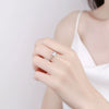 Wholesale Women's S925 Sterling Silver Geometric Single Diamond Ring With Electroplating And Six Claw Setting