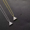 Wholesale Women's S925 Sterling Silver Geometric Single Diamond Triangle Pendant Necklace Plated With 14K Gold