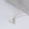 Wholesale Women's S925 Sterling Silver Geometric Single Diamond Triangle Pendant Necklace Plated With 14K Gold