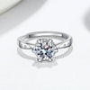 Wholesale Women's S925 Sterling Silver Geometric Sixclaw Ring Set With Zircon Electroplated Jewelry