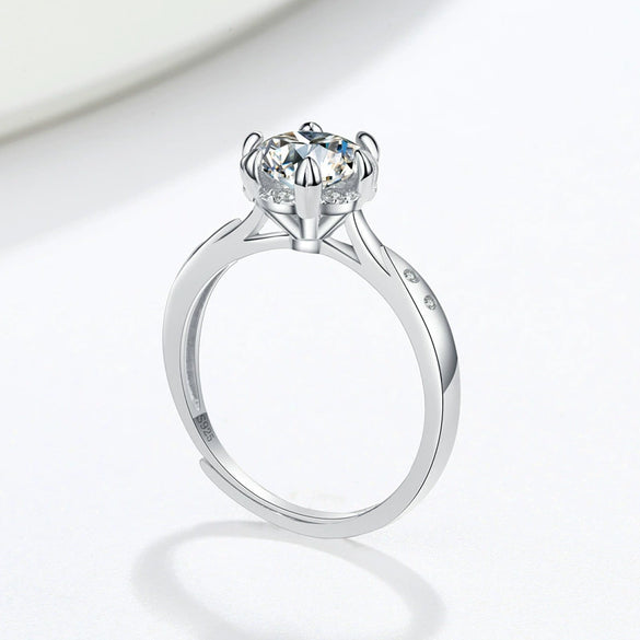 Wholesale Women's S925 Sterling Silver Geometric Sixclaw Ring Set With Zircon Electroplated Jewelry