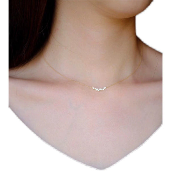 Wholesale Women's S925 Sterling Silver Geometric Smile Pendant Necklace With Zircon And Diamonds O Word Chain