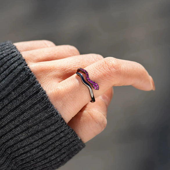 Wholesale Women's S925 Sterling Silver Geometric Snakeshaped Adjustable Ring Electroplated