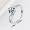 Wholesale Women's S925 Sterling Silver Geometric Snowflake Moissanite Opening Adjustable Ring With Electroplating
