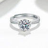 Wholesale Women's S925 Sterling Silver Geometric Snowflake Moissanite Ring With Electroplating And Sixclaw Setting