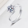 Wholesale Women's S925 Sterling Silver Geometric Snowflake Moissanite Ring With Electroplating