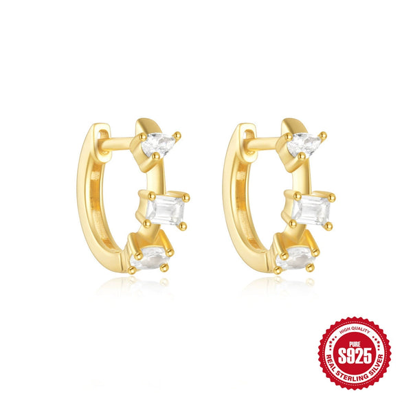 Wholesale Women's S925 Sterling Silver Geometric Spiral Wave Water Drop Thin Earrings With Electroplating