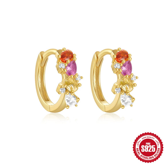 Wholesale Women's S925 Sterling Silver Geometric Spiral Wave Water Drop Thin Earrings With Electroplating