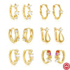 Wholesale Women's S925 Sterling Silver Geometric Spiral Wave Water Drop Thin Earrings With Electroplating