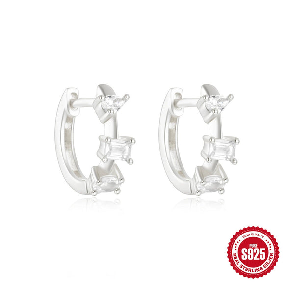 Wholesale Women's S925 Sterling Silver Geometric Spiral Wave Water Drop Thin Earrings With Electroplating