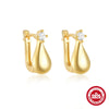Wholesale Women's S925 Sterling Silver Geometric Spiral Wave Water Drop Thin Earrings With Electroplating