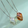 Wholesale Women's S925 Sterling Silver Geometric Square Austrian Crystal Diamond Cut Aurora Pendant Necklace With Ochain