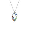 Wholesale Women's S925 Sterling Silver Geometric Square Austrian Crystal Diamond Cut Aurora Pendant Necklace With Ochain