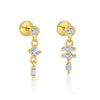 Wholesale Women's S925 Sterling Silver Geometric Square Earrings Inserted With Zirconia