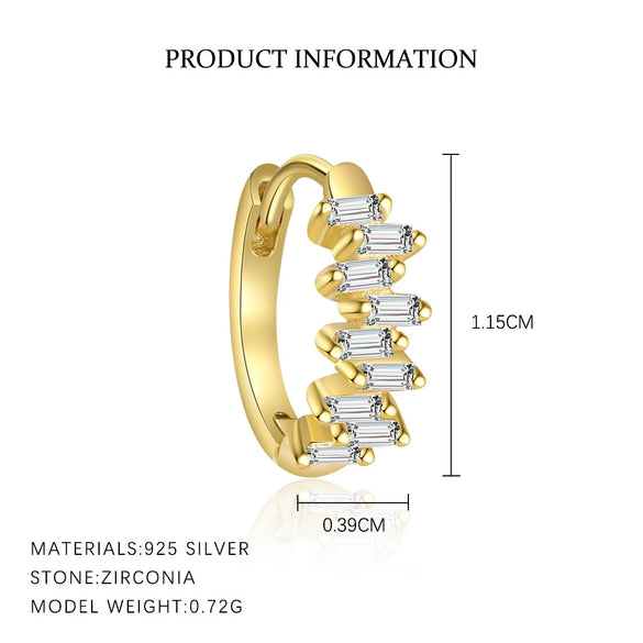 Wholesale Women's S925 Sterling Silver Geometric Square Earrings With Flash Zirconium