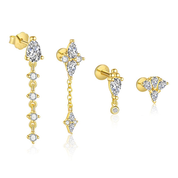 Wholesale Women's S925 Sterling Silver Geometric Square Earrings With Zirconia