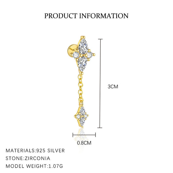 Wholesale Women's S925 Sterling Silver Geometric Square Earrings With Zirconia