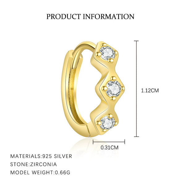 Wholesale Women's S925 Sterling Silver Geometric Square Inlaid Zirconia Earrings
