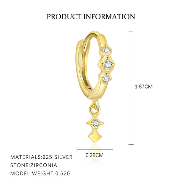 Wholesale Women's S925 Sterling Silver Geometric Square Inlaid Zirconia Earrings