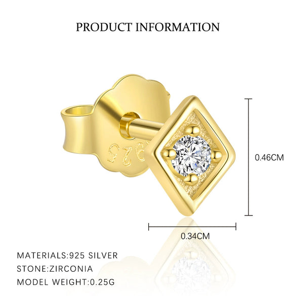 Wholesale Women's S925 Sterling Silver Geometric Square Inlaid Zirconia Earrings