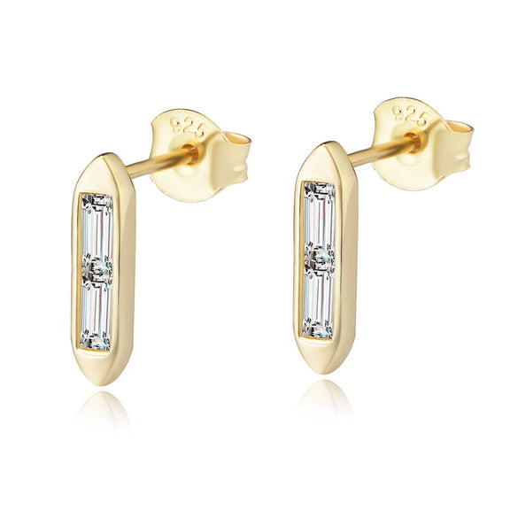 Wholesale Women's S925 Sterling Silver Geometric Square Zircon Earrings Light Luxury Jewelry