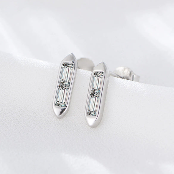 Wholesale Women's S925 Sterling Silver Geometric Square Zircon Earrings Light Luxury Jewelry