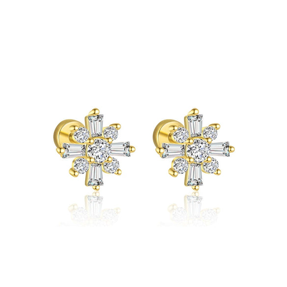 Wholesale Women's S925 Sterling Silver Geometric Square Zircon Earrings
