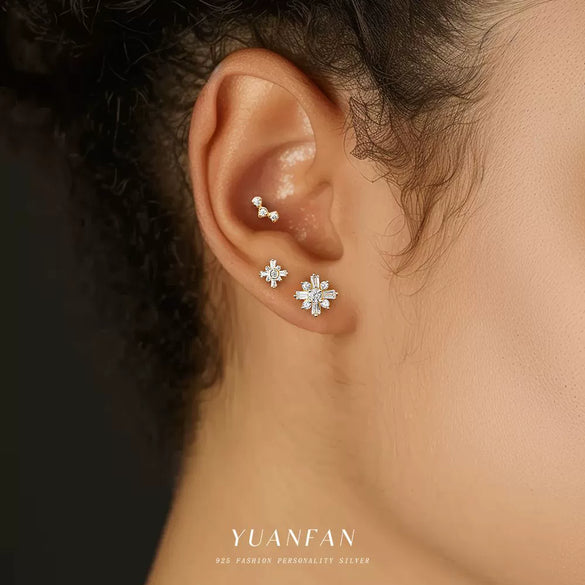 Wholesale Women's S925 Sterling Silver Geometric Square Zircon Earrings