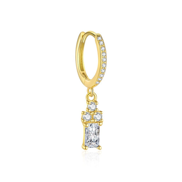 Wholesale Women's S925 Sterling Silver Geometric Square Zircon Earrings