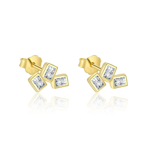 Wholesale Women's S925 Sterling Silver Geometric Square Zircon Earrings
