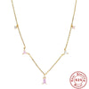 Wholesale Women's S925 Sterling Silver Geometric Stacked Clavicle Necklace With Electroplating And Ice Crystal Diamond Stacked Design