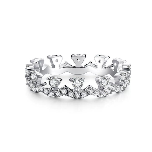 Wholesale Women's S925 Sterling Silver Geometric Stacked Lace Ring With Electroplating