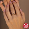 Wholesale Women's S925 Sterling Silver Geometric Stacked Ring Three Piece Set With Black Diamond And Electroplating
