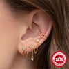 Wholesale Women's S925 Sterling Silver Geometric Star Tassel Chain Ear Stud Stacking Earrings