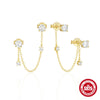 Wholesale Women's S925 Sterling Silver Geometric Star Tassel Chain Ear Stud Stacking Earrings